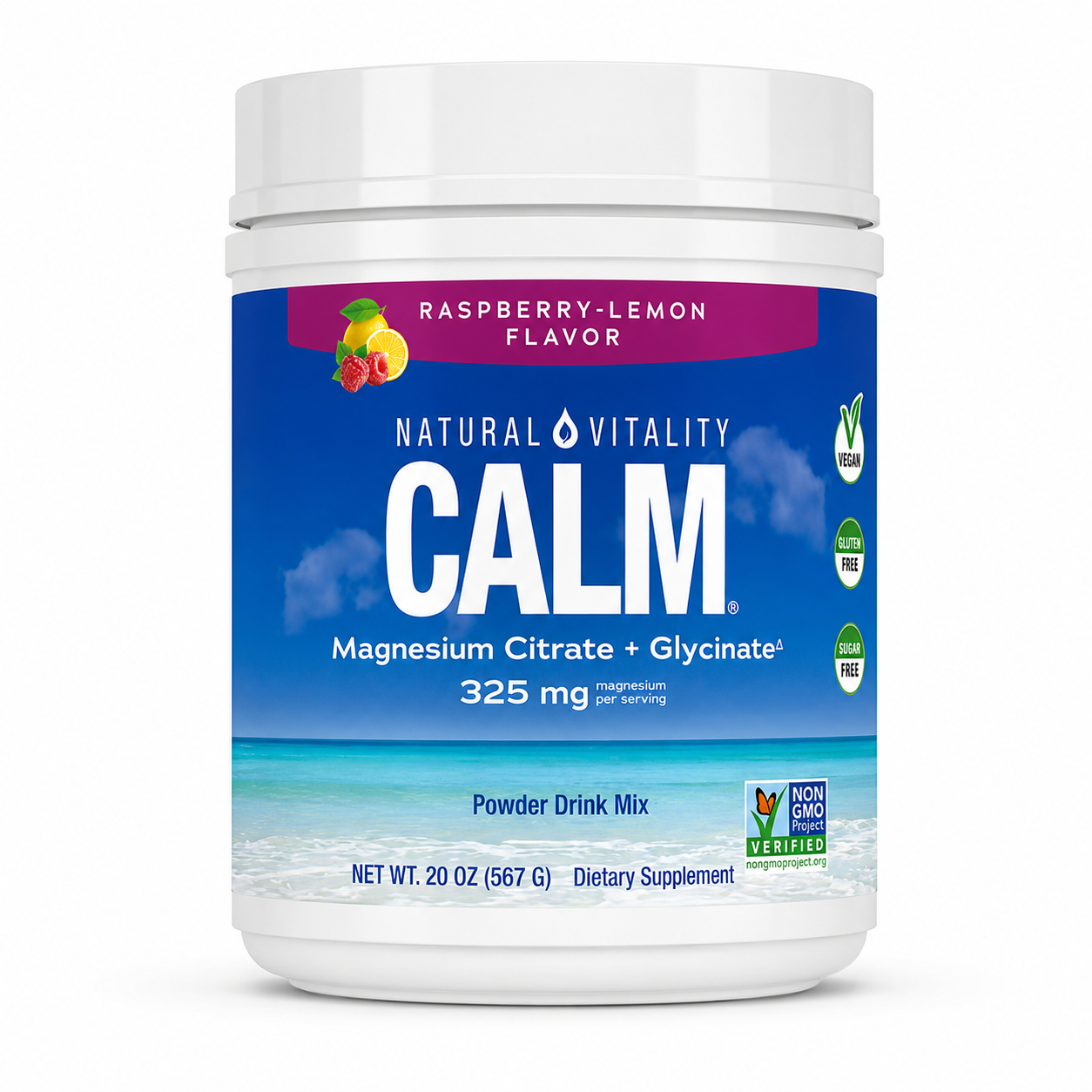 Natural Vitality CALM - Raspberry-Lemon Magnesium Citrate + Glycinate